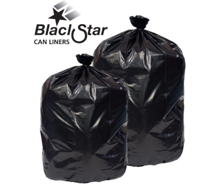 Lo-D 60 Gallon Black Star Liners - 38” x 58” - 0.95mil - Black
