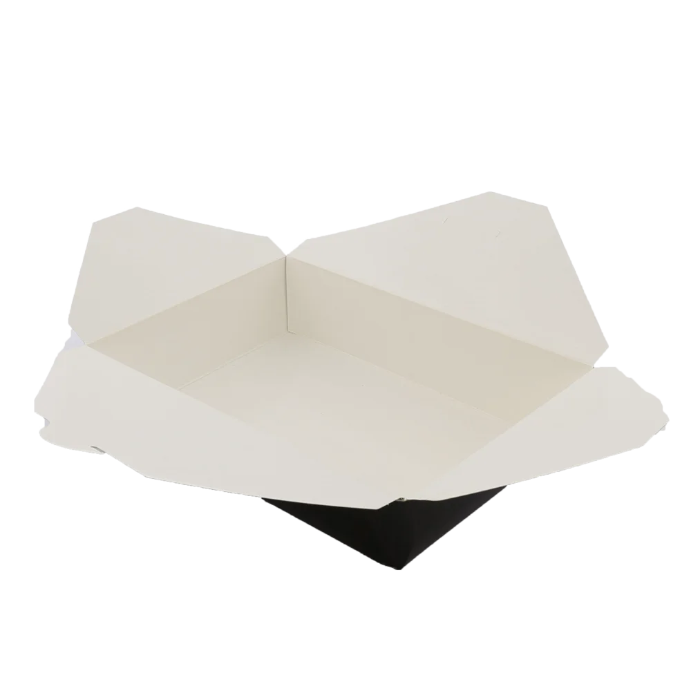 7-3/4" x 5-1/2" x 1-7/8" #2 Black Folded Takeout Box