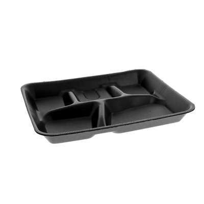5-Compartment Foam School Lunch Tray-Black