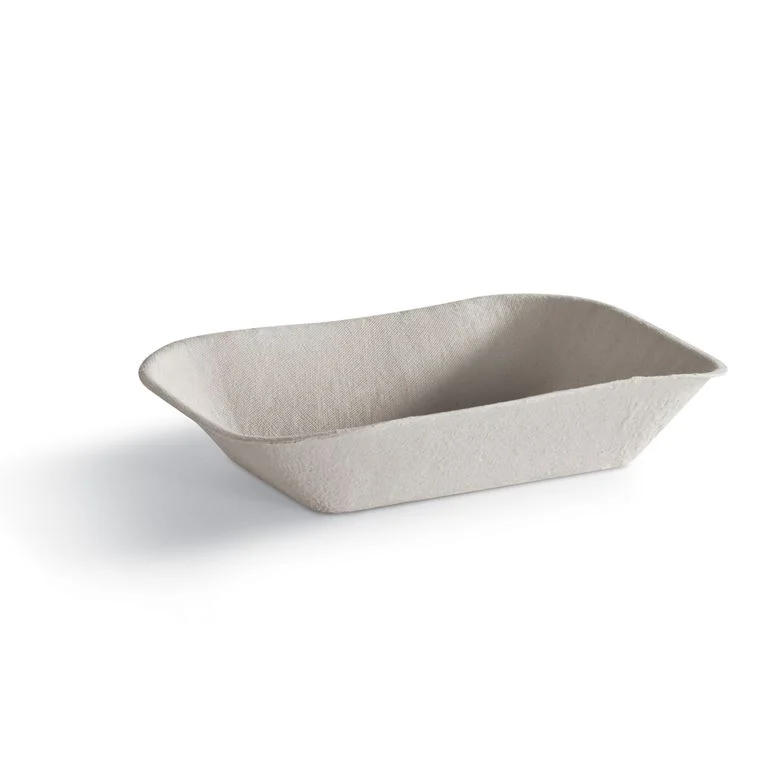 9" x 7" Savaday® Natural Molded Fiber Rectangle Food Tray #300