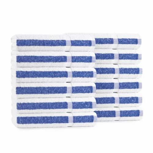 24"x48" Admiral Blue Stripe Hospitality Bath Towels