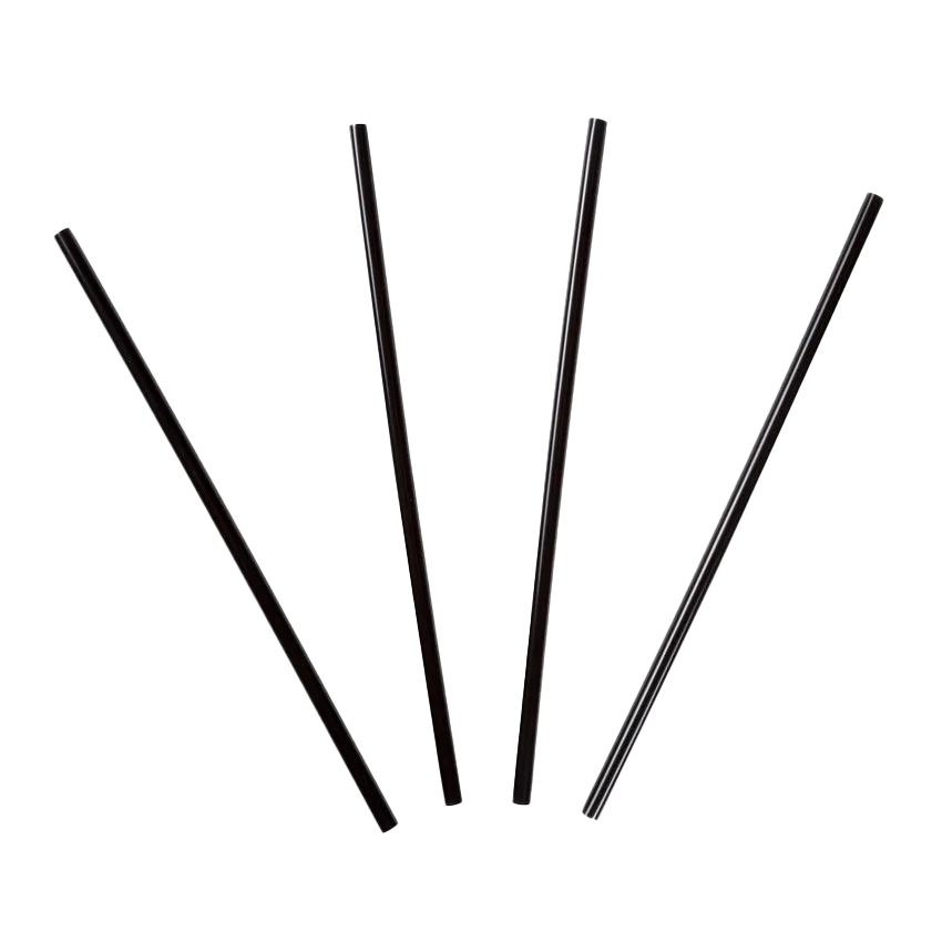 7.75" Jumbo Black Unwrapped Straw