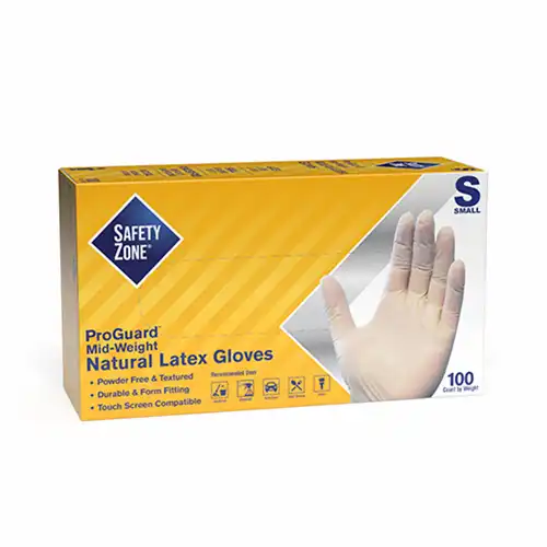 The Safety Zone ® Powder Free Natural Latex Gloves-Small