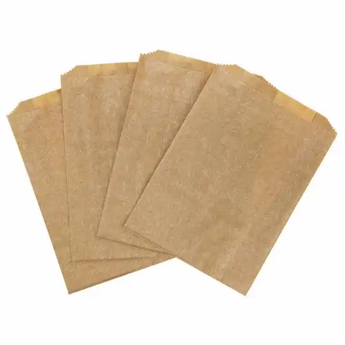 Kraft Waxed Feminine Hygiene Disposal Bags with Gusset - 7.5" x 10" x 3" - 500/CS