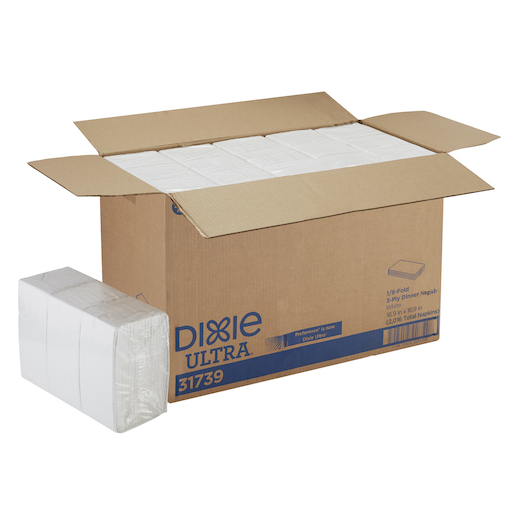 Dixie Ultra® White 3-Ply 1/8 Fold Paper Dinner Napkins