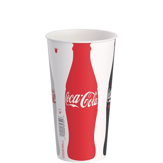 28 oz (32 oz Flush-fill) DSP Paper Cold Cup - Coca-Cola®