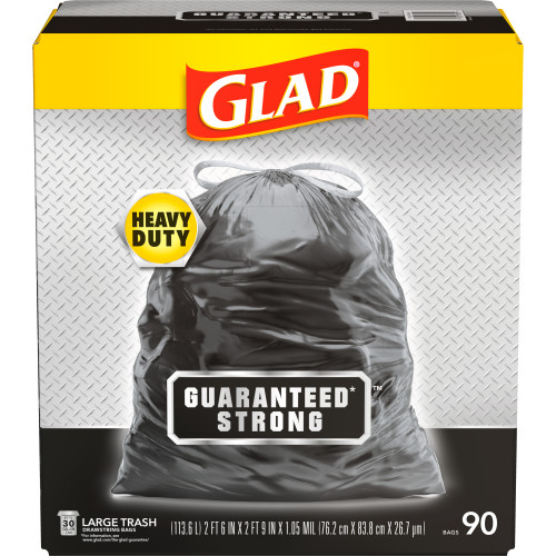 30 Gallon Glad Guaranteed Strong Large Drawstring Trash Bags