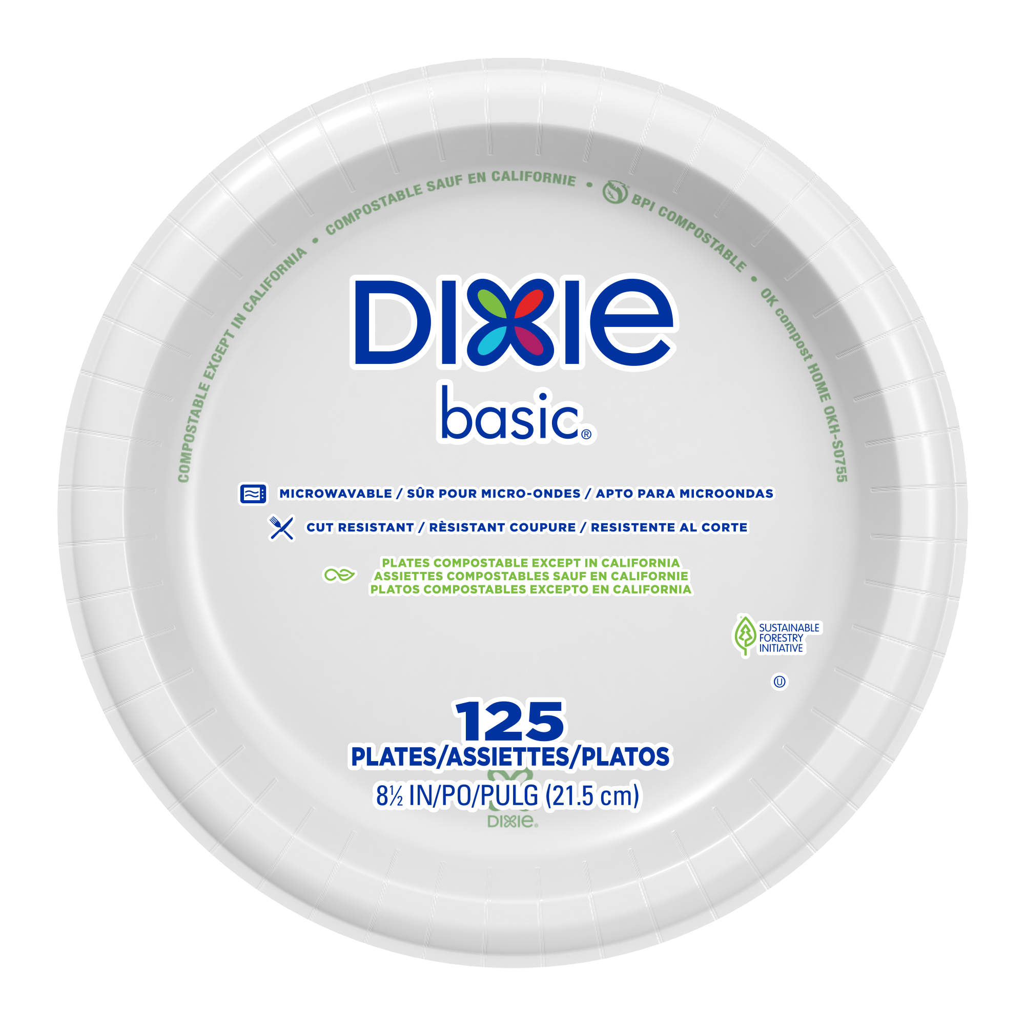 8-1/2" Dixie® Basic™ White Paper Plates