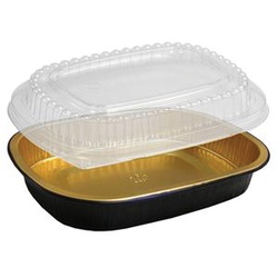 22oz Black/Gold Foil Base w/Dome Lid Food Container