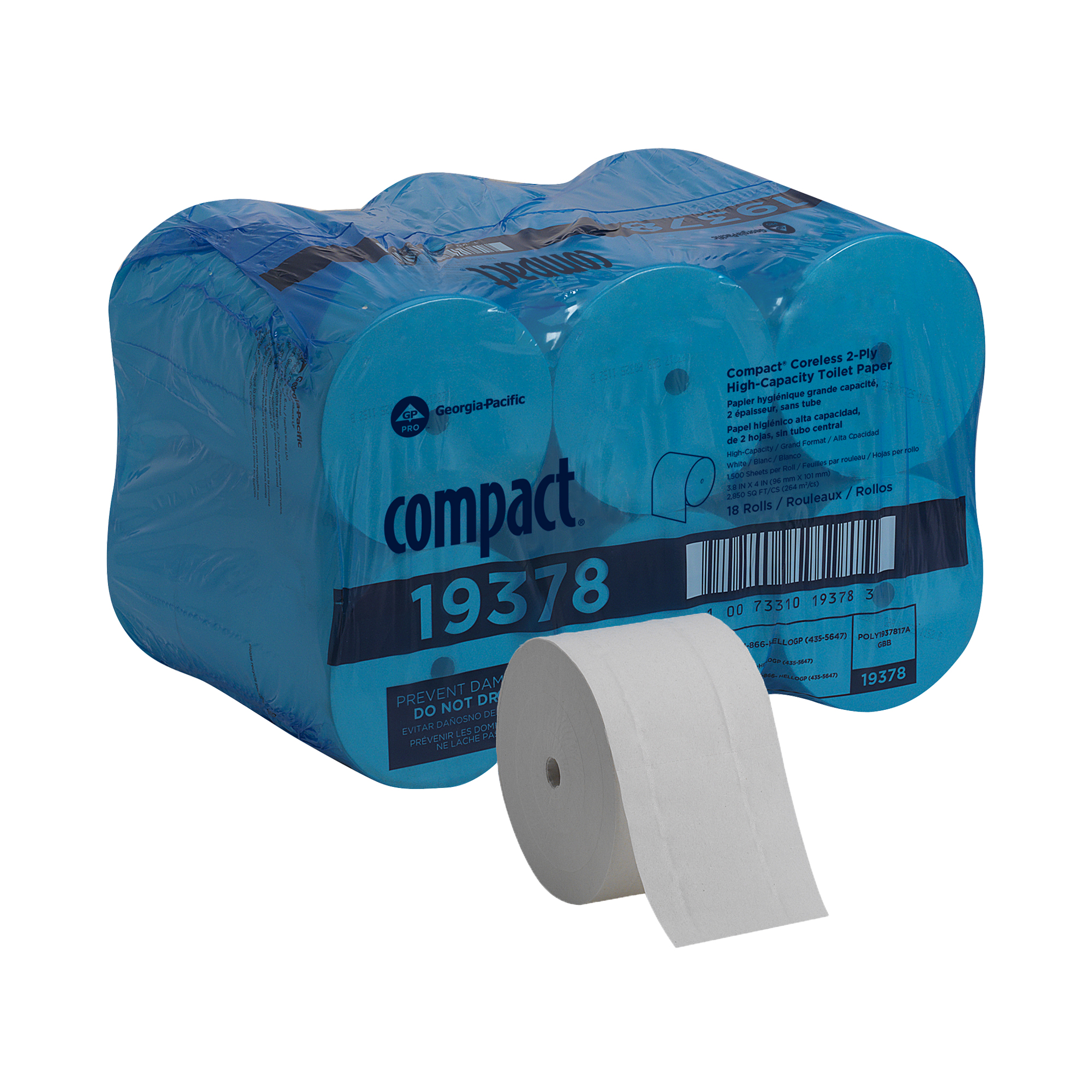 Compact® White Coreless High Capacity 2-Ply Toilet Paper-18/1500s