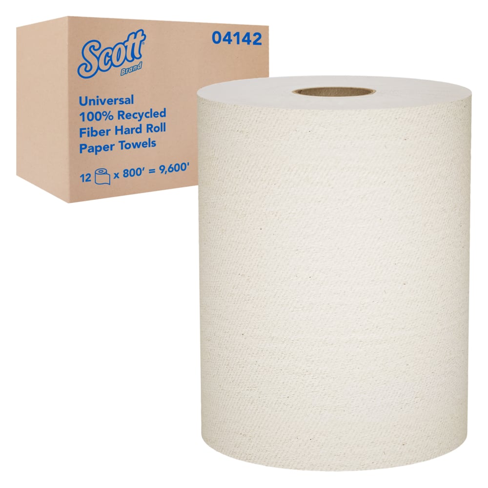 8" x 800' Scott® 1-Ply Brown Hard Roll Towels