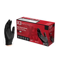AMMEX BX3 Black Nitrile Industrial Latex Free Disposable Gloves-Medium