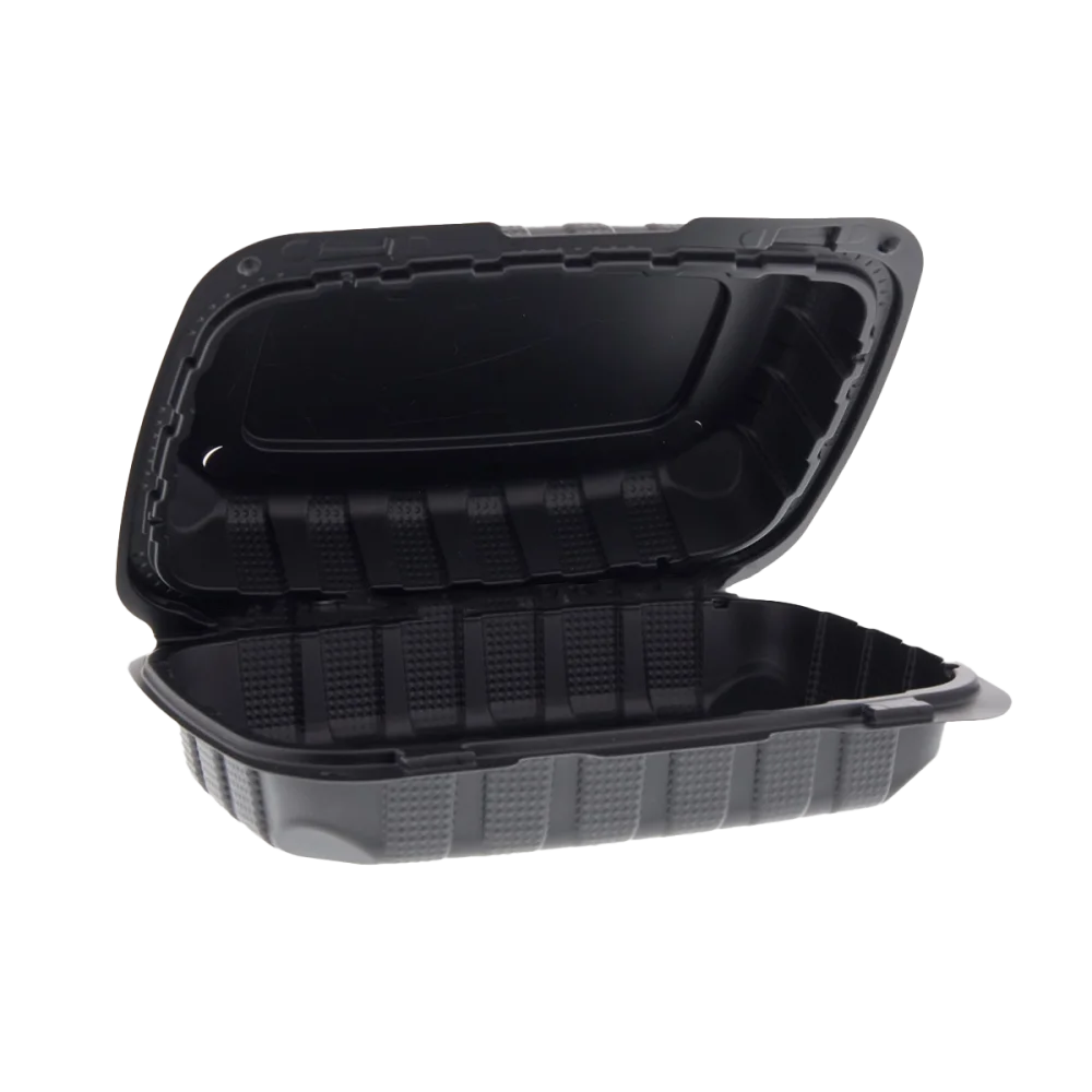 9" x 6" x 3" Black Mineral Filled Hinged Lid Containers