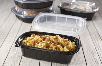 6” x 9” Black Base with Clear Lid Hinged Container