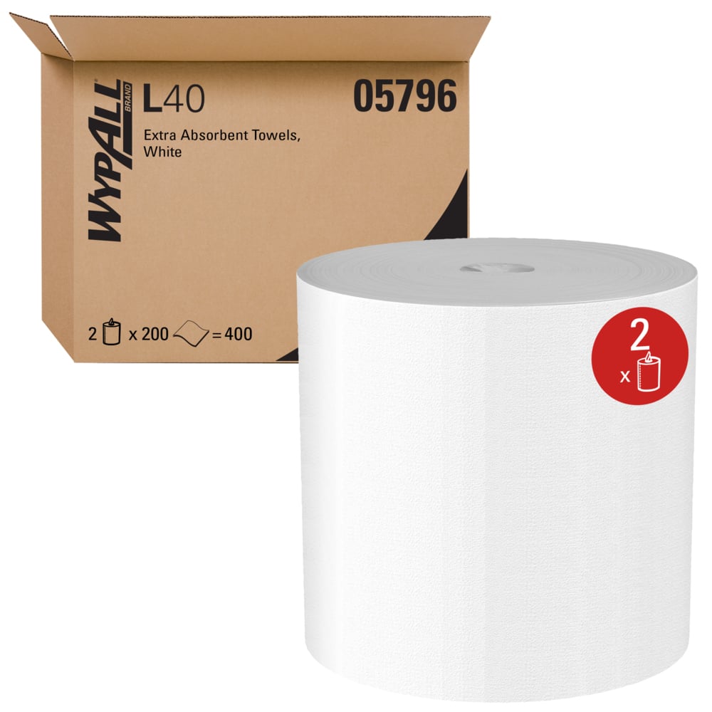 12.2" x 10"WypAll* L40 Center Pull Rolls