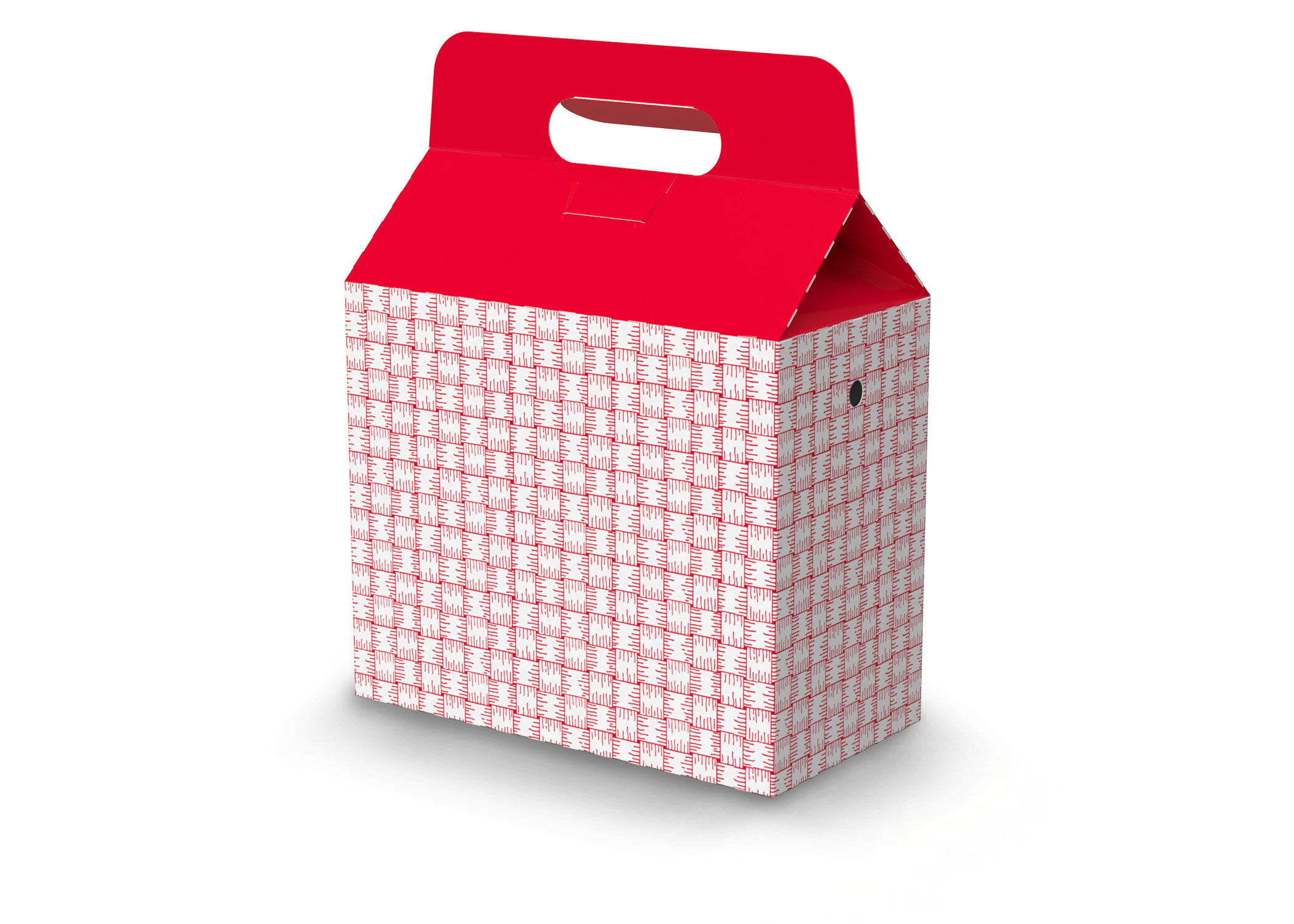 9.5"x5"x8" Handle Top Basket Weave Barn Box