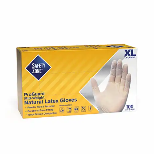 The Safety Zone ® Powder Free Natural Latex Gloves- Extra Large