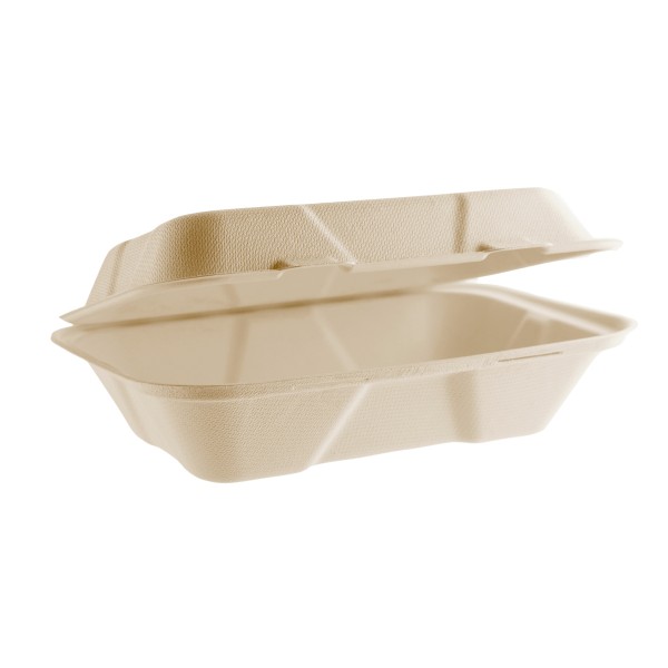 8.86"x5.87"x2.87" Nourish Natural Molded Fiber Single Compartment Hoagie Clamshell