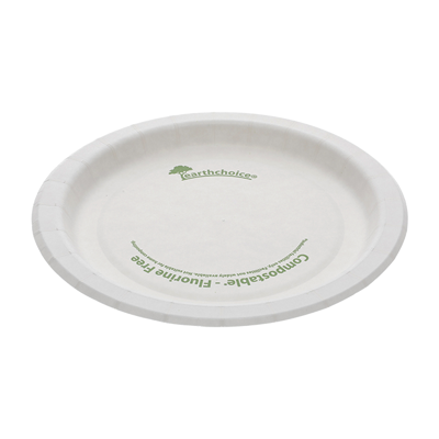 6" Compostable Pressware Paper Plate, Printed White