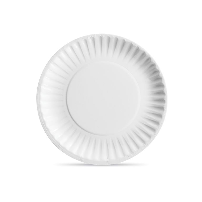 6" White Uncoated Fluted Paper Plate