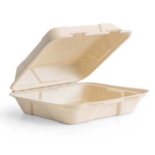 8.86"x8.86"x2.87" Nourish Natural Molded Fiber Single Compartment Clamshell