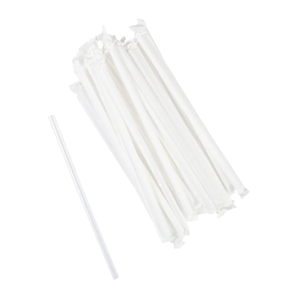 7.75" Giant Clear Paper Wrapped Straw