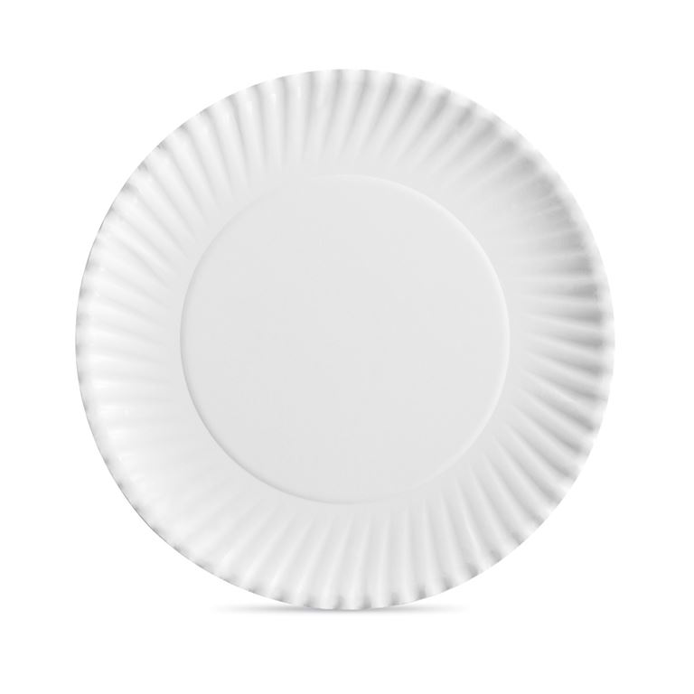 9" White Uncoated Fluted Paper Plate