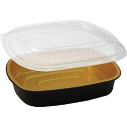 52oz Black/Gold Foil Base w/Dome Lid Food Container