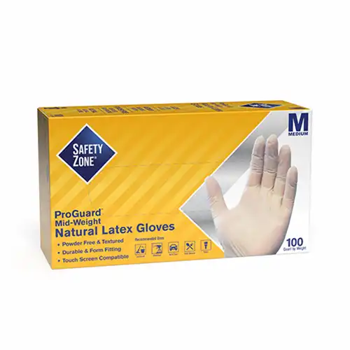 The Safety Zone ® Powder Free Natural Latex Gloves-Medium