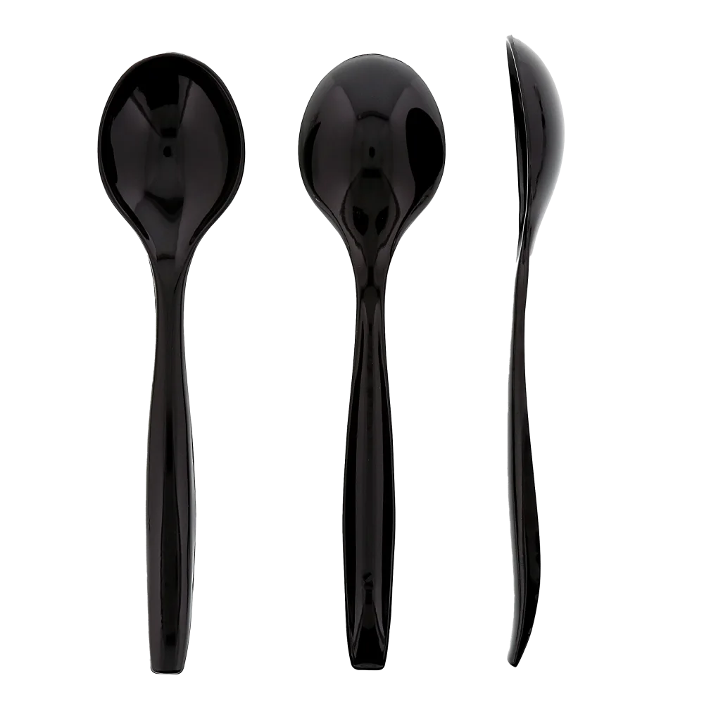 Extra Heavy 10" Black Serving Spoon-Wrapped