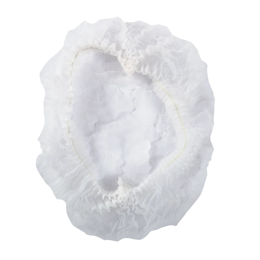 21" White Latex Free Pleated Bouffant Caps