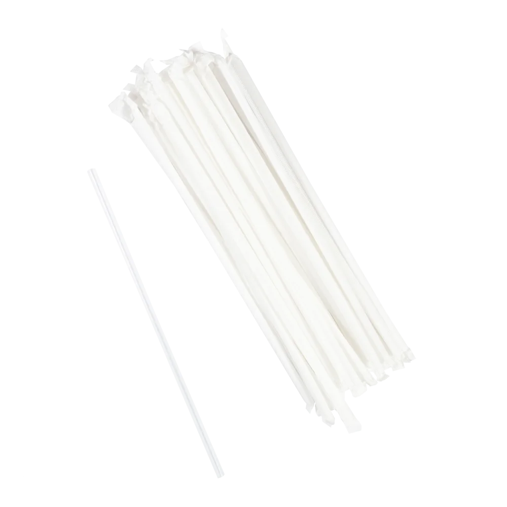 10.25" Jumbo Clear Paper Wrapped Straw