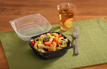 6” x 6” Black Base with Clear Lid Hinged Square Container