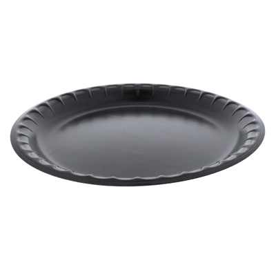 10.25" Black Single Compartment Laminated Foam Plate