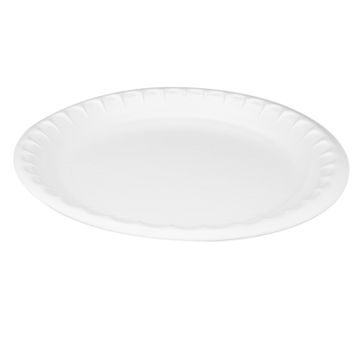 10.25" White Single Compartment Laminated Foam Plate