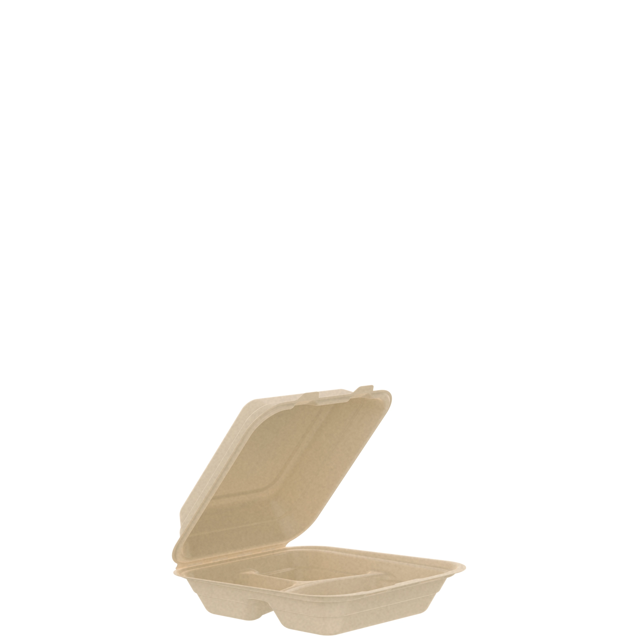 8.65"x7.94"x2.98" PFAS-Free Fiber 3-Compartment Hinged Container - Natural