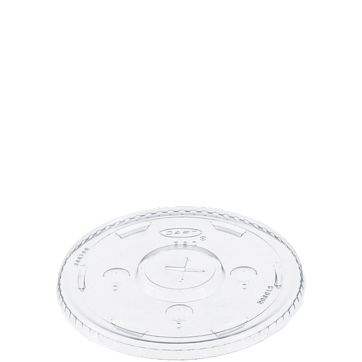 Straw-Slotted Lid for 32 oz PET Plastic Cups with Identification Buttons - Clear