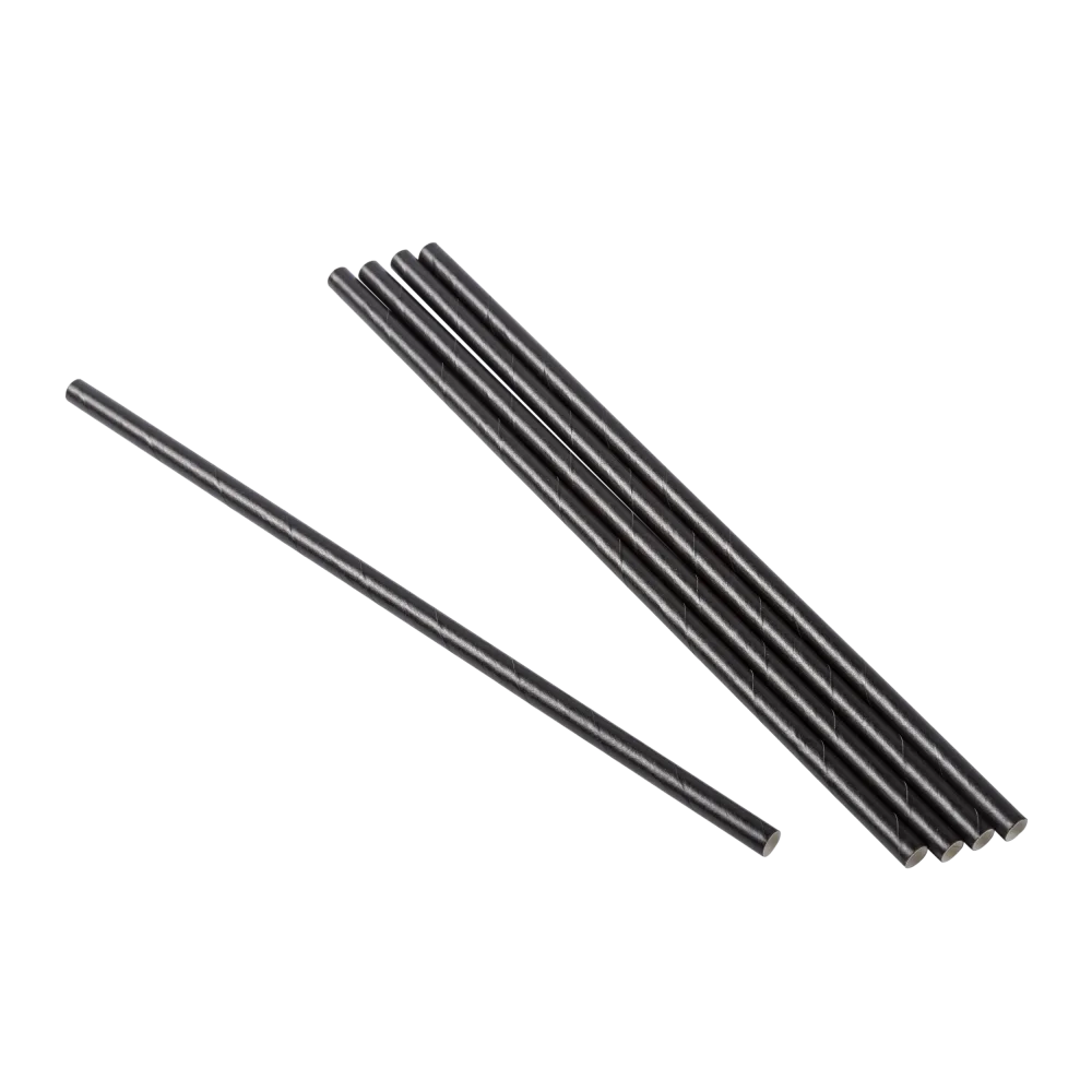 7.75" Jumbo Black Unwrapped Paper Straw