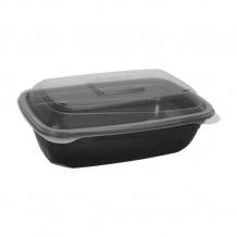 WNA HGP69BC Blaze™ Hot Food Takeout Container w/ Hinged Lid - 6 x 9,  Polypropylene, Black/Clear